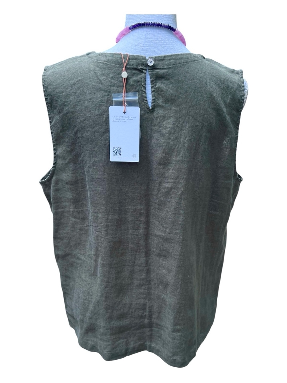 Quince Women's 100% European Linen
Sleeveless Top Olive XL - Picture 3 of 11